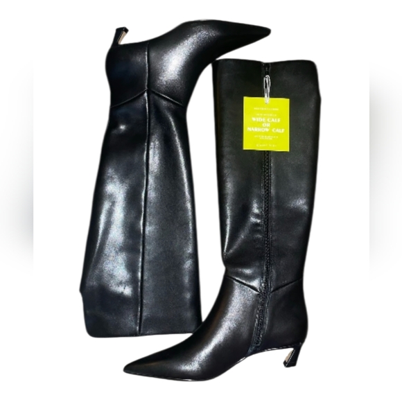 Gianni Bini knee high boots 7.5 black leather tall pointy kitten heel NWT - Picture 3 of 8